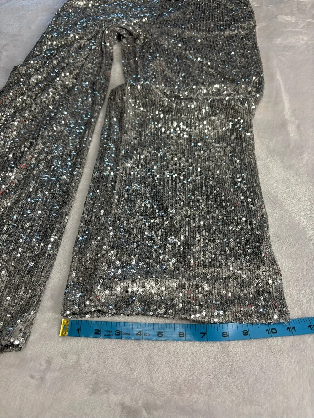 NWT Cable & Gauge Silver Sequin Wide Leg Lined Party Dress Pants Large - Picture 10 of 16